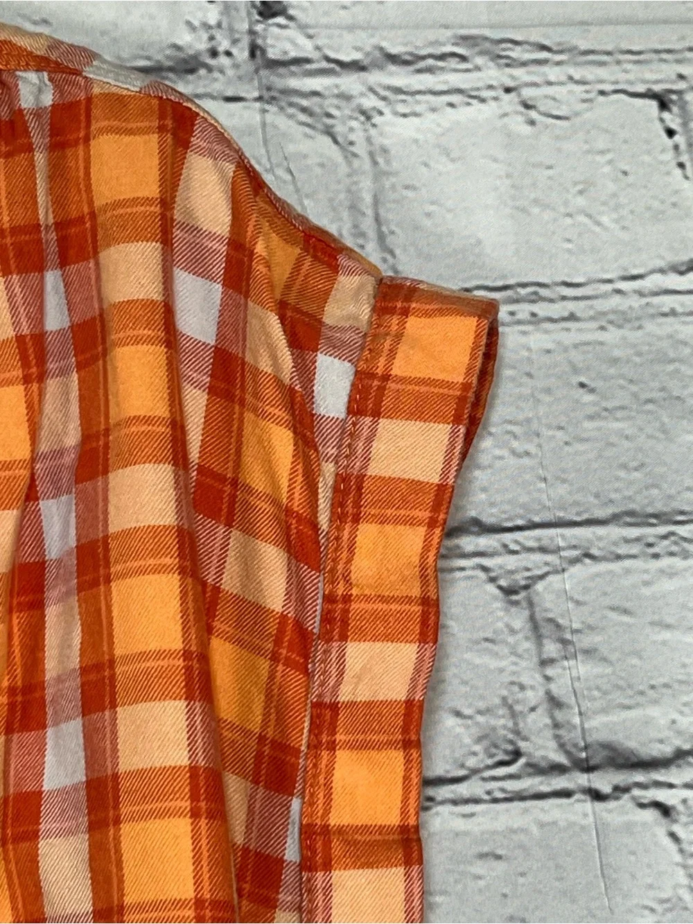 Eddie Bauer Plaid Shirt Womens Size Large Orange Button Up Cuffed Sleeves - Picture 11 of 12